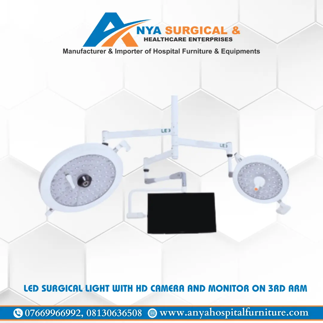 LED Surgical Light with HD Camera and Monitor on 3rd Arm